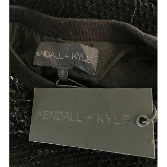 NWT Kendall + Kylie Women’s Black Velvet Sequined Tunic Dress Long Sleeve S - Picture 4 of 9